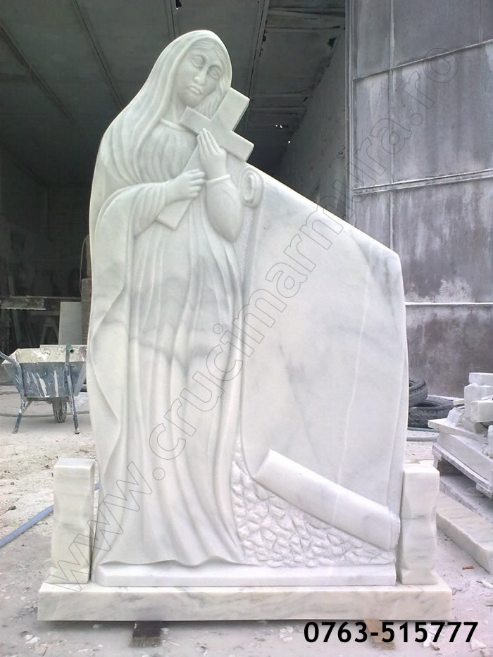 Fecioara Maria cruce marmura monument funerar